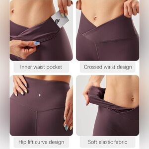 Soothfeel Women's High Waisted Biker Shorts Cross Waist Workout Yoga Gym Shorts